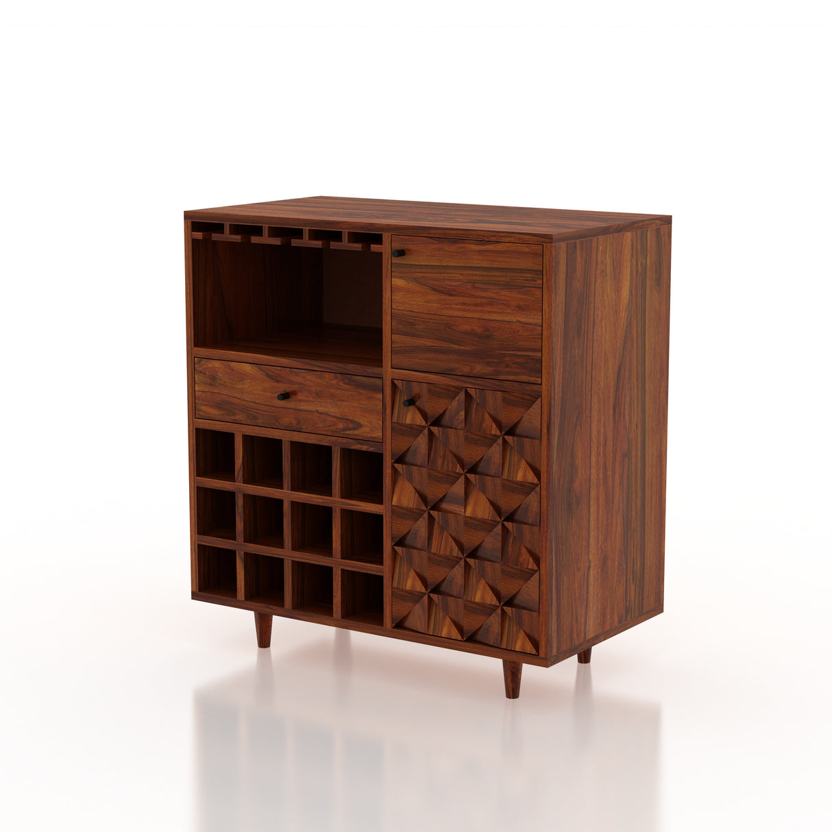 Raj Solid Sheesham Wood Bar Cabinet - 3 Year Warrranty