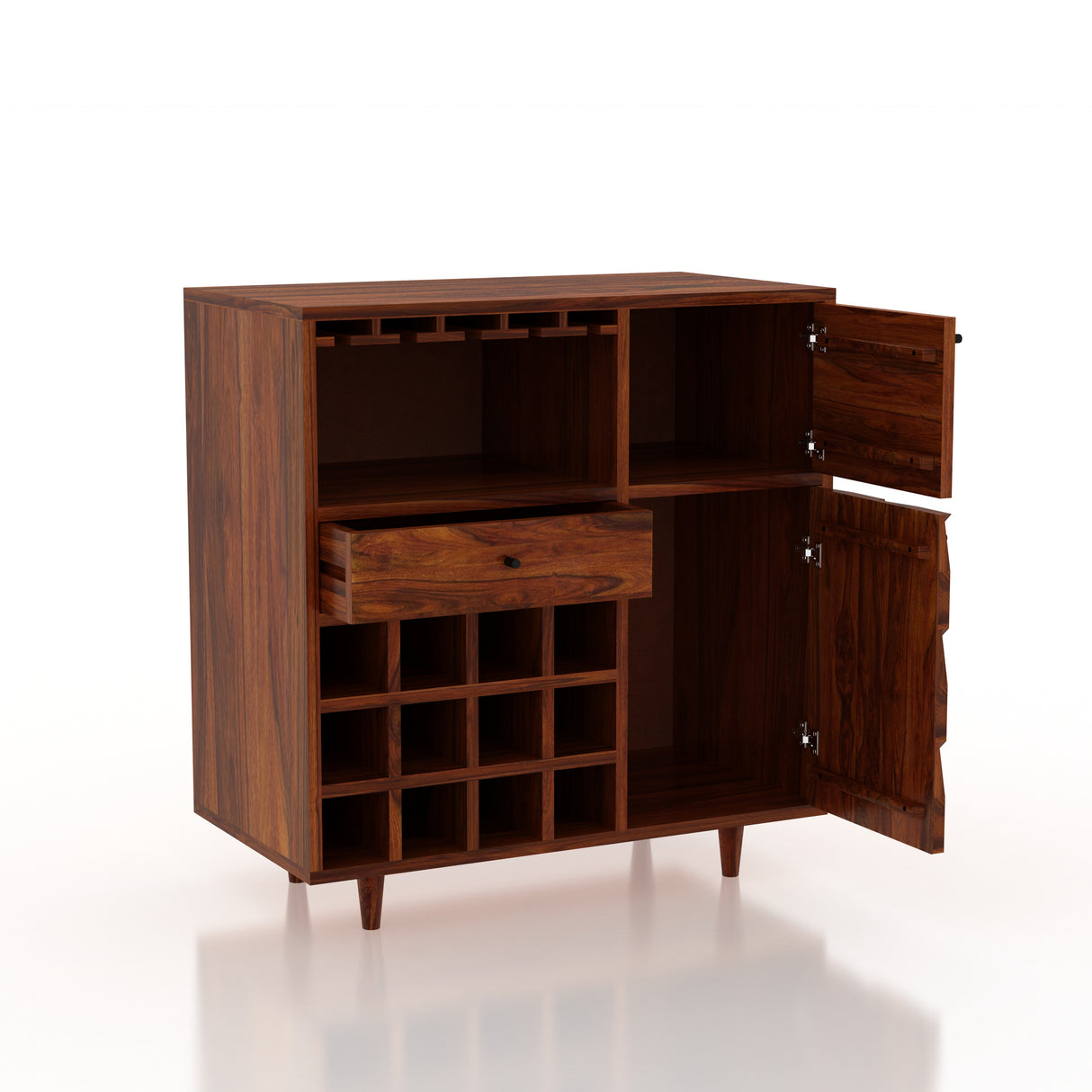 Raj Solid Sheesham Wood Bar Cabinet - 3 Year Warrranty