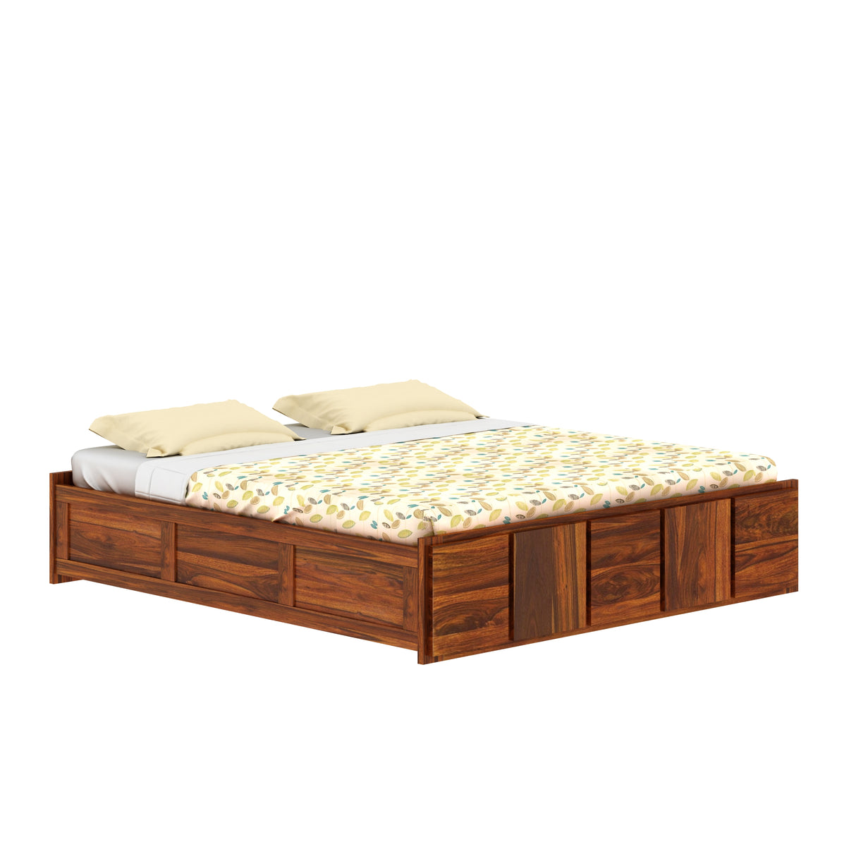 Scott Solid Sheesham Wood Bed With Box Storage Without Headboard - 3 years Warranty