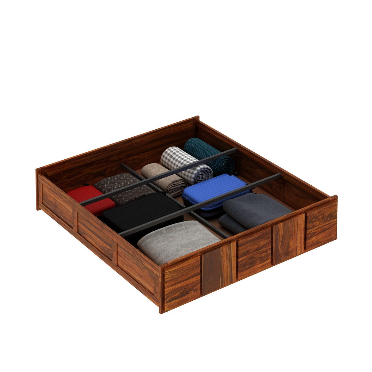 Scott Solid Sheesham Wood Bed With Box Storage Without Headboard - 3 years Warranty