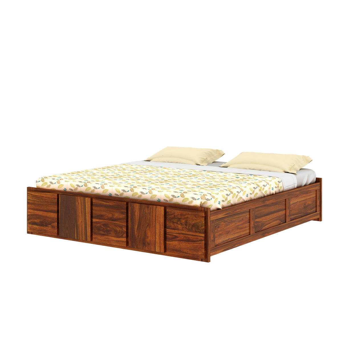 Scott Solid Sheesham Wood Bed With Box Storage Without Headboard - 3 years Warranty