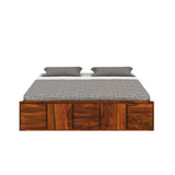 Scott Solid Sheesham Wood Bed With Hydraulic Storage Without Headboard - 3years Warranty