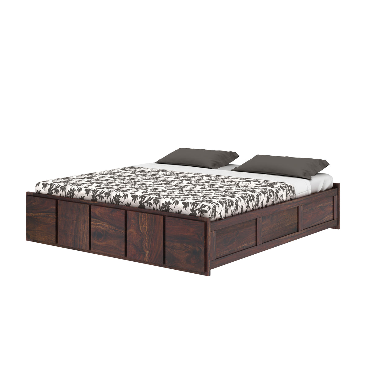 Scott Solid Sheesham Wood Bed With Hydraulic Storage Without Headboard - 3 years Warranty