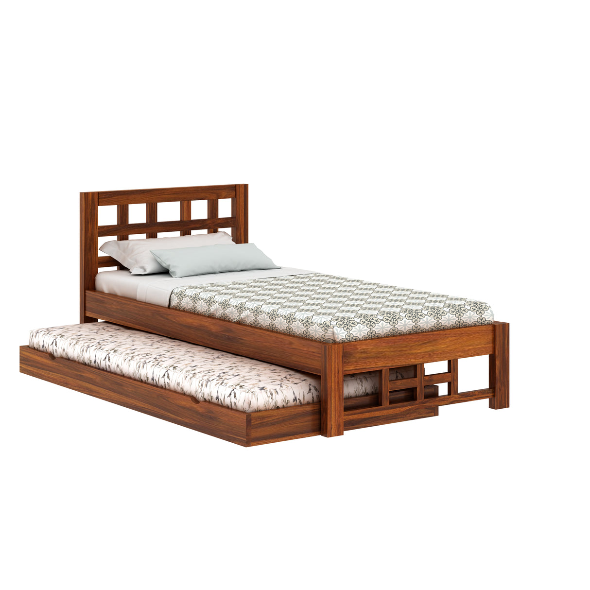 Simons Solid Sheesham Wood Single Trundle Bed - 3 Years Warranty