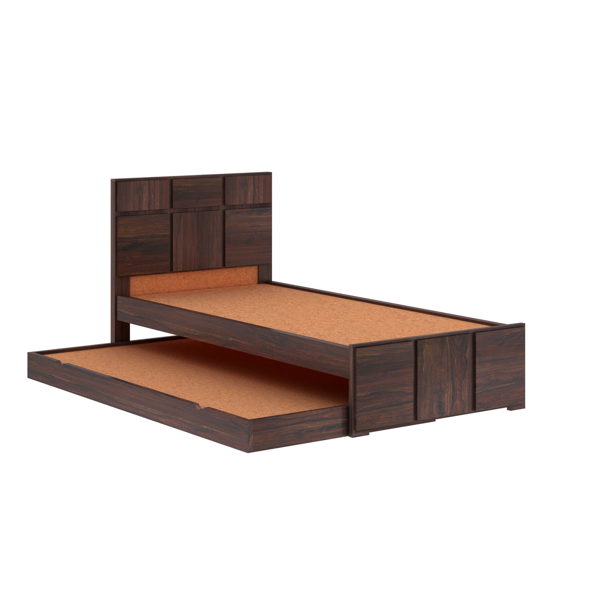 Scott Solid Sheesham Wood Single Trundle Bed Without Storage - 3 years Warranty