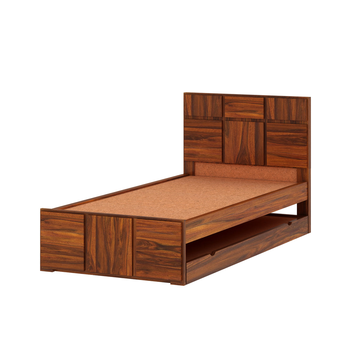 Scott Solid Sheesham Wood Single Trundle Bed Without Storage - 1 Year Warranty