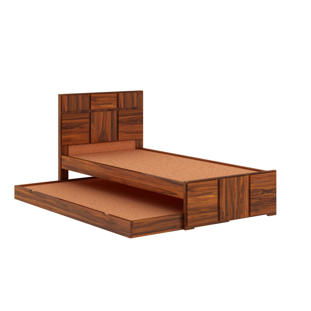 Scott Solid Sheesham Wood Single Trundle Bed Without Storage - 1 Year Warranty