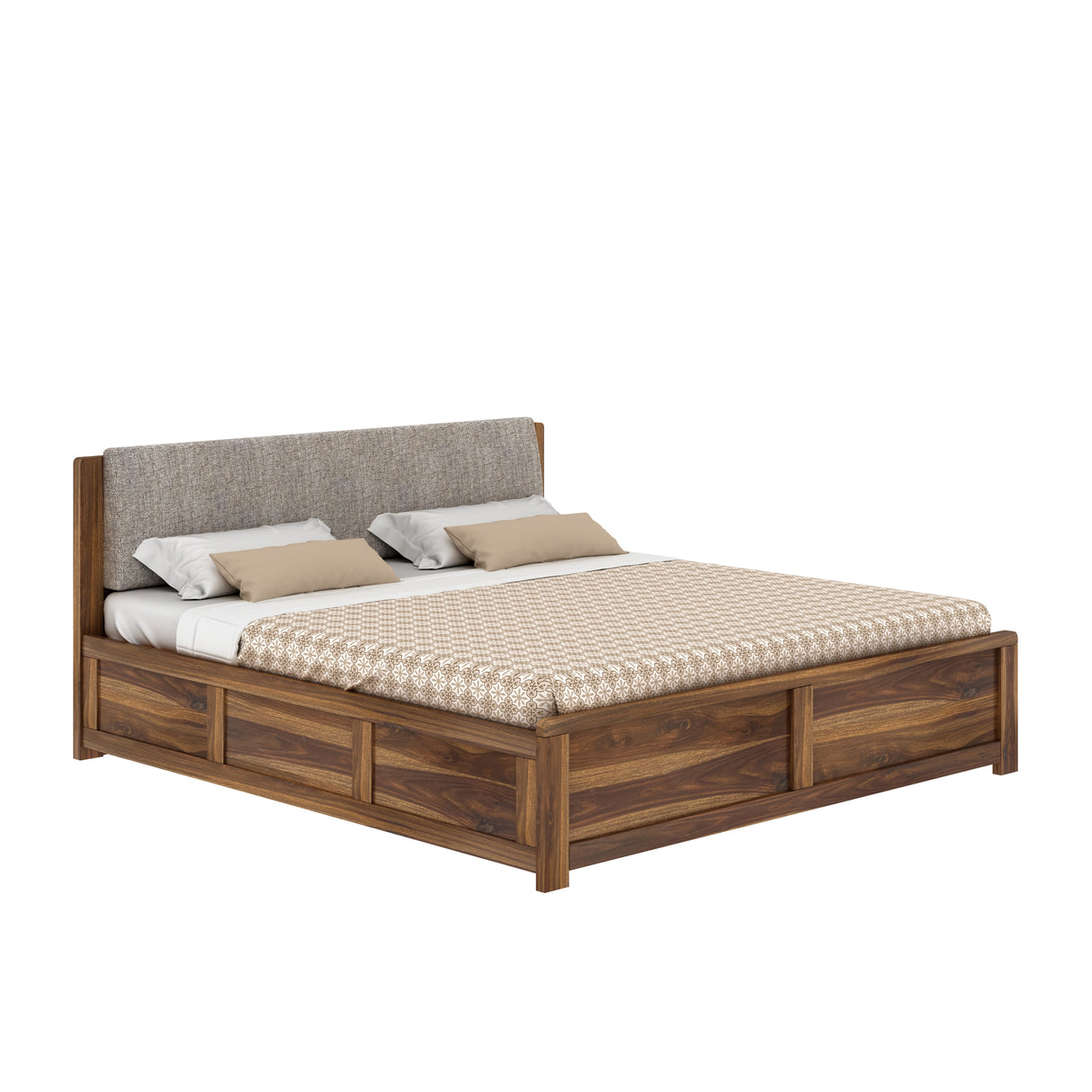 Boston Solid Sheesham Wood Bed With Box Storage - 3 years Warranty