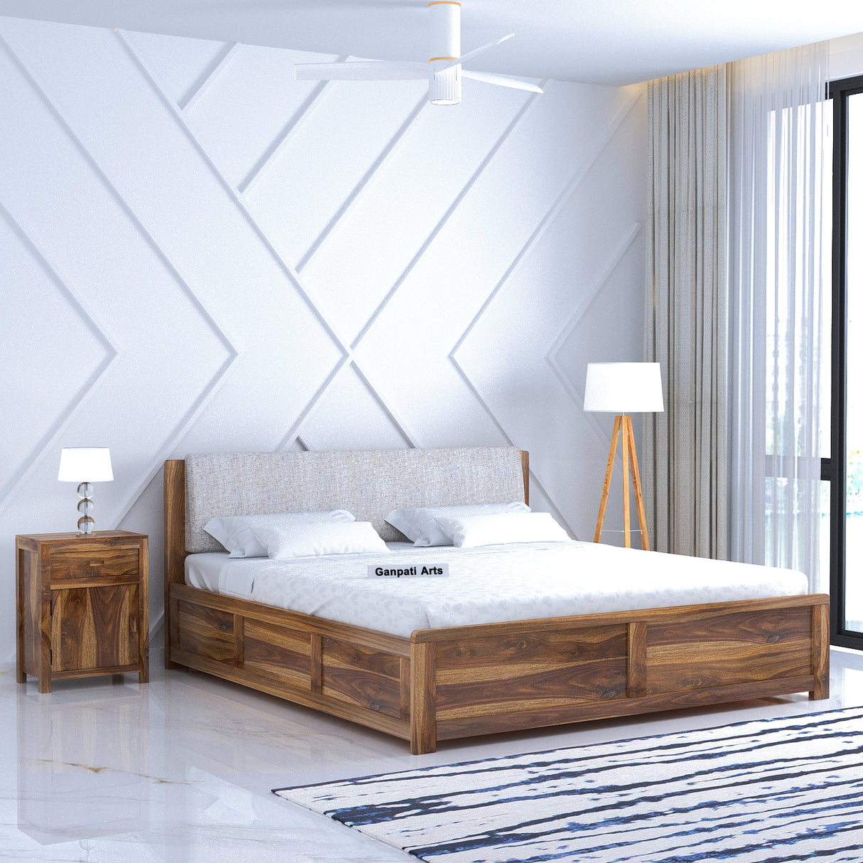 Boston Solid Sheesham Wood Bed With Box Storage - 3 years Warranty