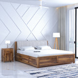 Boston Solid Sheesham Wood Bed With Box Storage - 3 years Warranty