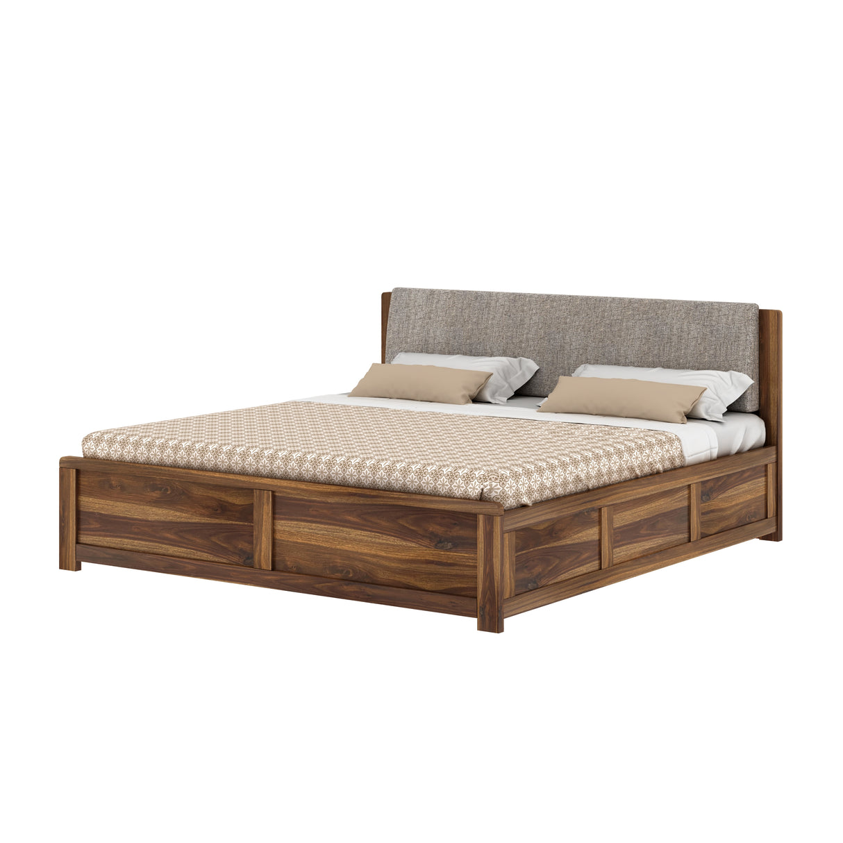 Boston Solid Sheesham Wood Bed With Box Storage - 3 years Warranty