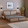 EDIN Solid Sheesham Wood 3 Seater Sofa Cum Bed With Upholstered Headboard and Brass Detailing - 3 Years Warranty