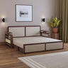 EDIN Solid Sheesham Wood 3 Seater Sofa Cum Bed With Upholstered Headboard and Brass Detailing - 3 Years Warranty