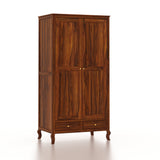Jordan Solid Sheesham Wood Wardrobe With Two Doors and Two Drawer-3 years warranty