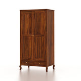 Jordan Solid Sheesham Wood Wardrobe With Two Doors and Two Drawer-3 years warranty