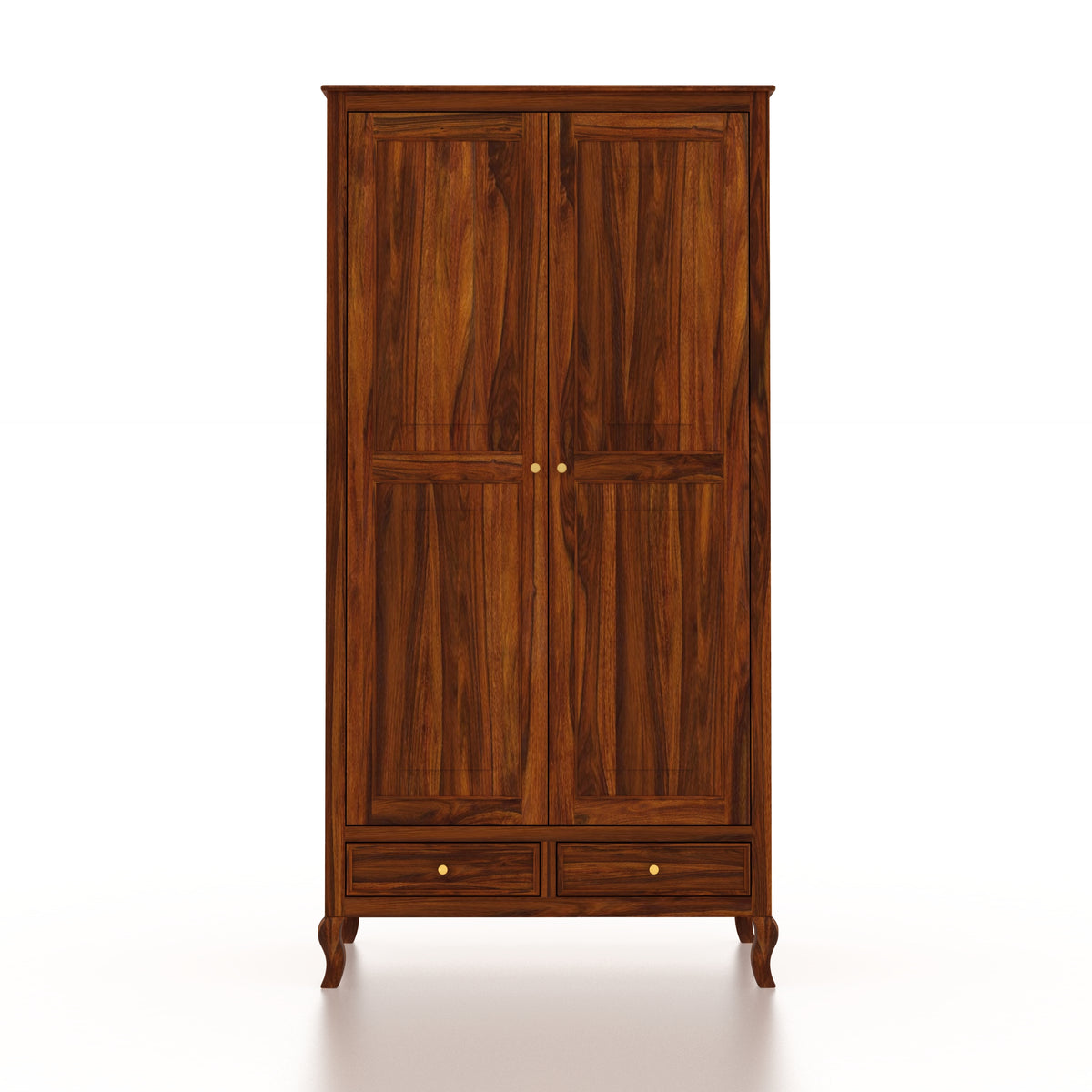 Jordan Solid Sheesham Wood Wardrobe With Two Doors and Two Drawer-3 years warranty