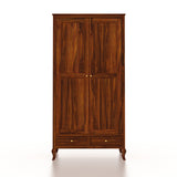 Jordan Solid Sheesham Wood Wardrobe With Two Doors and Two Drawer-3 years warranty