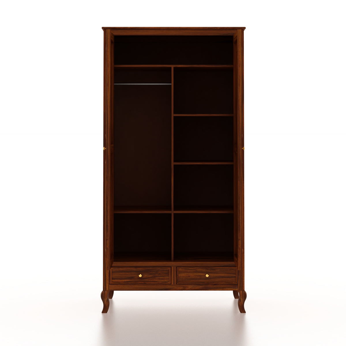 Jordan Solid Sheesham Wood Wardrobe With Two Doors and Two Drawer-3 years warranty