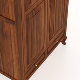 Jordan Solid Sheesham Wood Wardrobe With Two Doors and Two Drawer-3 years warranty