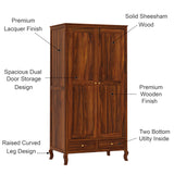 Jordan Solid Sheesham Wood Wardrobe With Two Doors and Two Drawer-3 years warranty