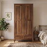 Jordan Solid Sheesham Wood Wardrobe With Two Doors and Two Drawer-3 years warranty