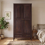 Jordan Solid Sheesham Wood Wardrobe With Two Doors and Two Drawer-3 years warranty