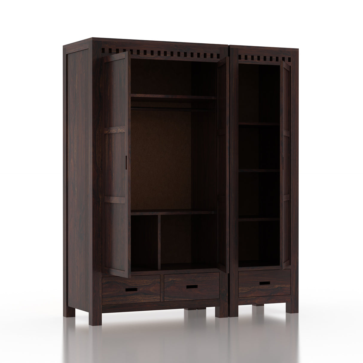 Armania Solid Sheesham Wood Dual Wardrobe/Almirah - 3 Years Warranty