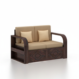 Wave Solid Sheesham Wood 2 Seater Sofa With Side Pockets - 3 Years Warranty
