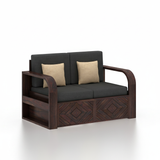 Wave Solid Sheesham Wood 2 Seater Sofa With Side Pockets - 3 Years Warranty