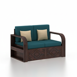 Wave Solid Sheesham Wood 2 Seater Sofa With Side Pockets - 3 Years Warranty