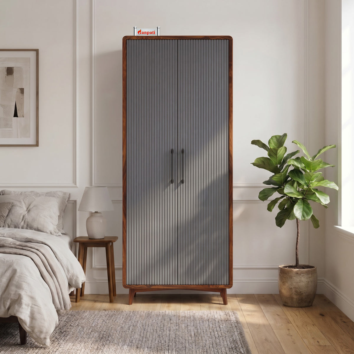 Robert Solid Sheesham Wood Wardrobe With Two Doors 3 Years warranty