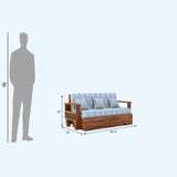 Maharaja Solid Sheesham Wood 3 Seater Sofa Cum Bed With Side Pockets FLORAL - 3 Years Warranty