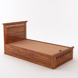 Armania Solid Sheesham Wood Single Size Bed With Box Storage - 3 Years Warranty
