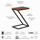 ZEE Solid Sheesham Wood End Table With Iron Stand - 3 Years Warranty