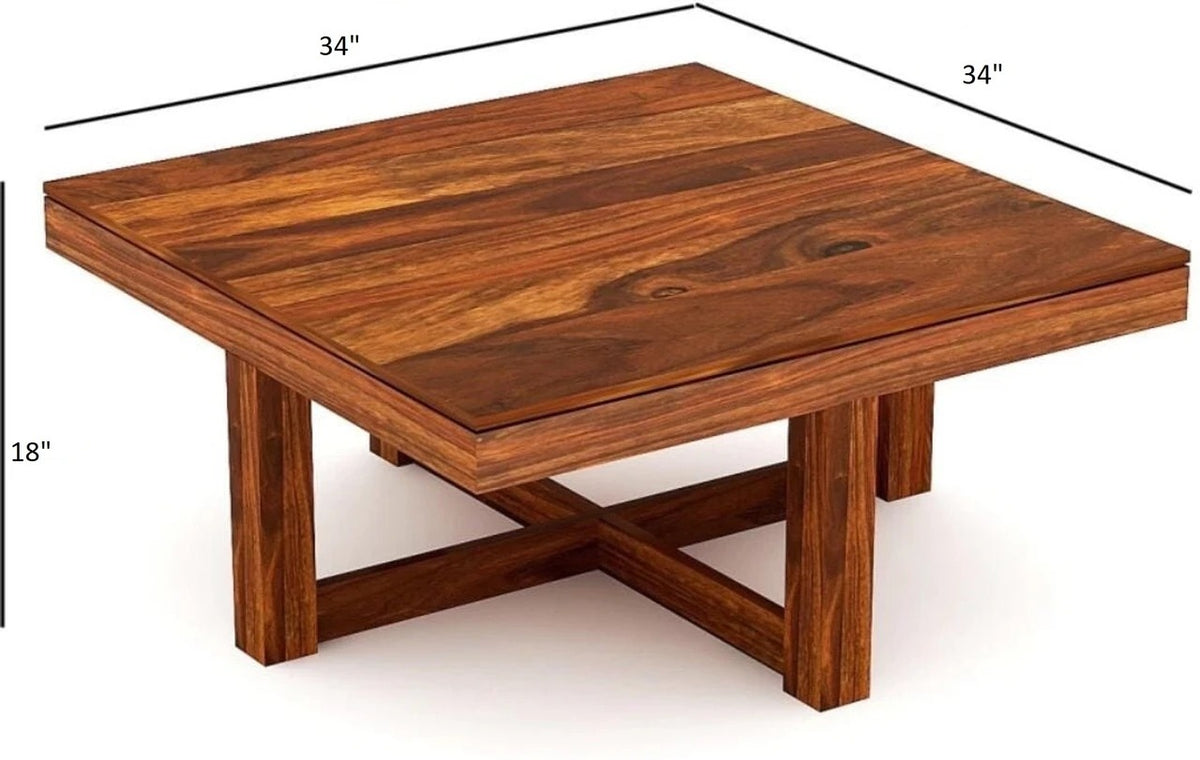 Cairo Solid Sheesham Wood Coffee Table With 4 Stools - 3 Years Warranty