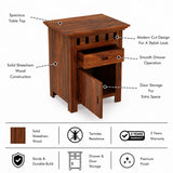 Armania Bedside Table With Storage in Solid Sheesham Wood - 3 Years Warranty