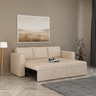 FABRIO Three Seater Upholstered Sofa Cum Bed Textured Suede - 12 Months Warranty -Suede Beige