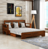 Maharaja Solid Sheesham Wood 3 Seater Sofa Cum Bed With Side Pockets FLORAL - 3 Years Warranty