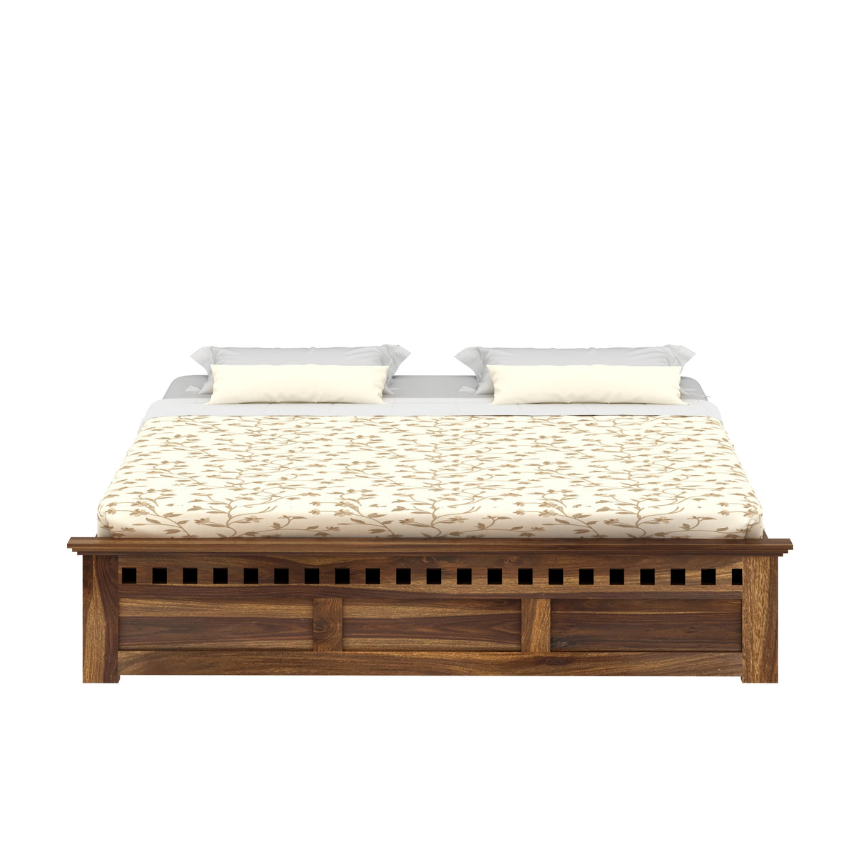 Armania Solid Sheesham Wood Bed With Box Storage Without Headboard - 3 years Warranty