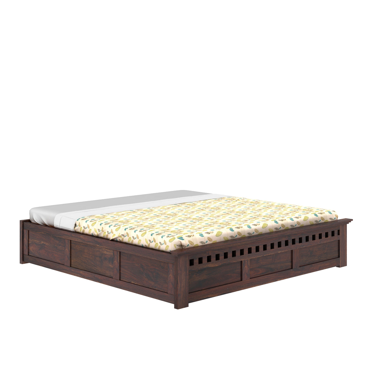 Armania Solid Sheesham Wood Bed With Hydraulic Storage Without Headboard - 1 Year Warranty