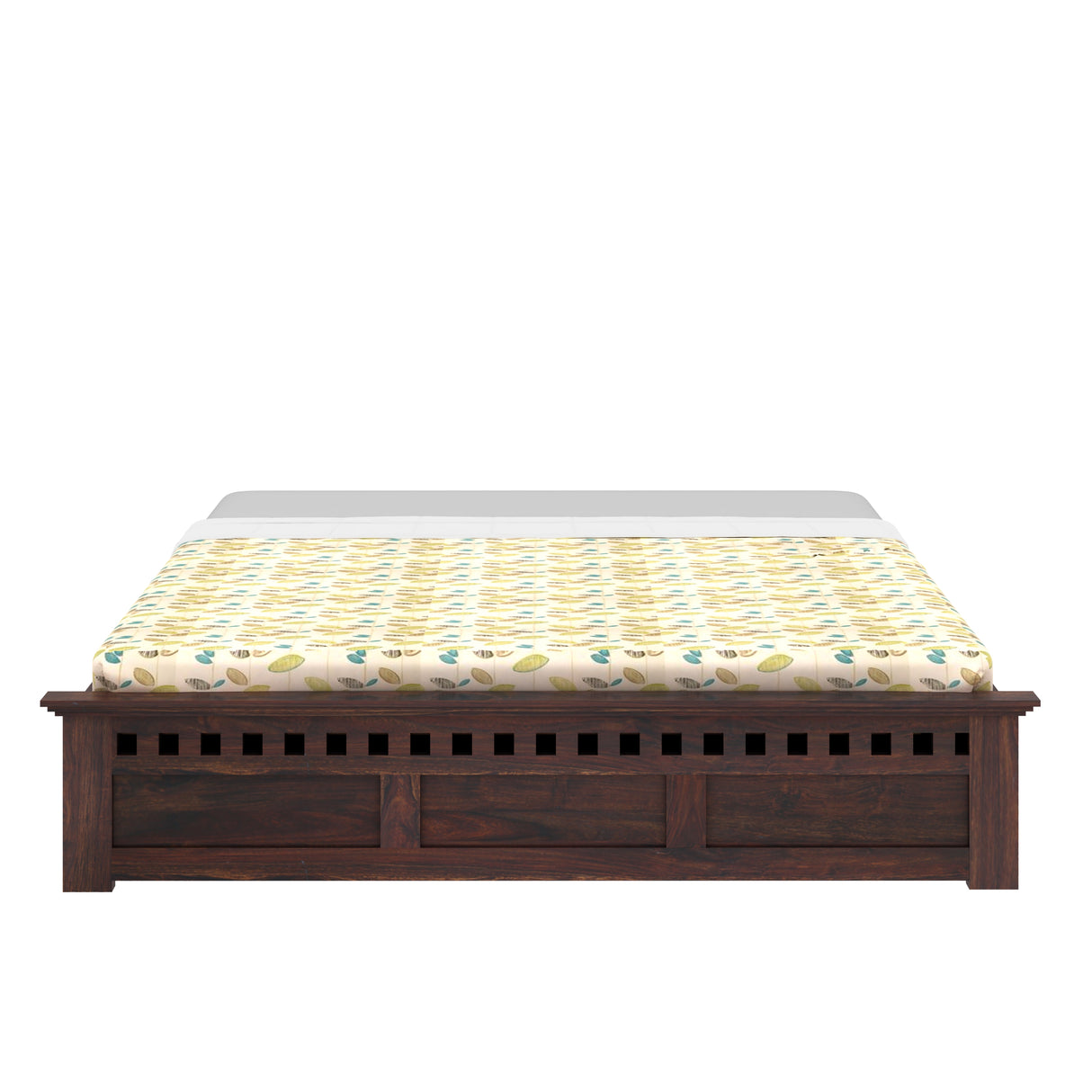 Armania Solid Sheesham Wood Bed With Hydraulic Storage Without Headboard - 1 Year Warranty