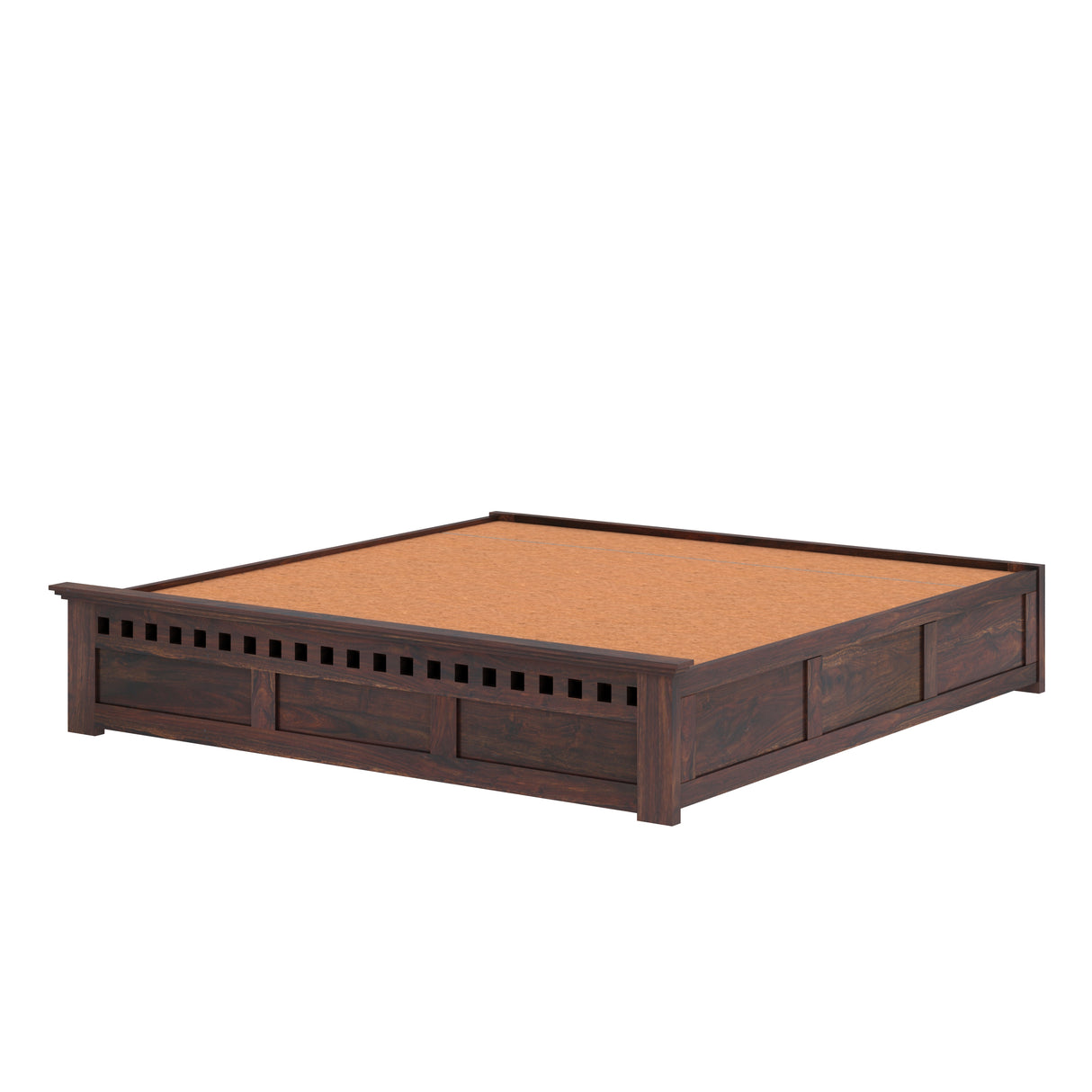 Armania Solid Sheesham Wood Bed With Hydraulic Storage Without Headboard - 1 Year Warranty