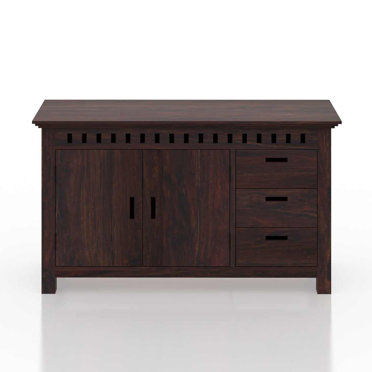 Armania Solid Sheesham Wood Sideboard With Doors and Drawer Storage - 3 Years Warranty
