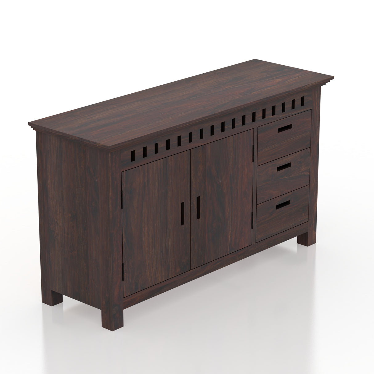 Armania Solid Sheesham Wood Sideboard With Doors and Drawer Storage - 3 Years Warranty
