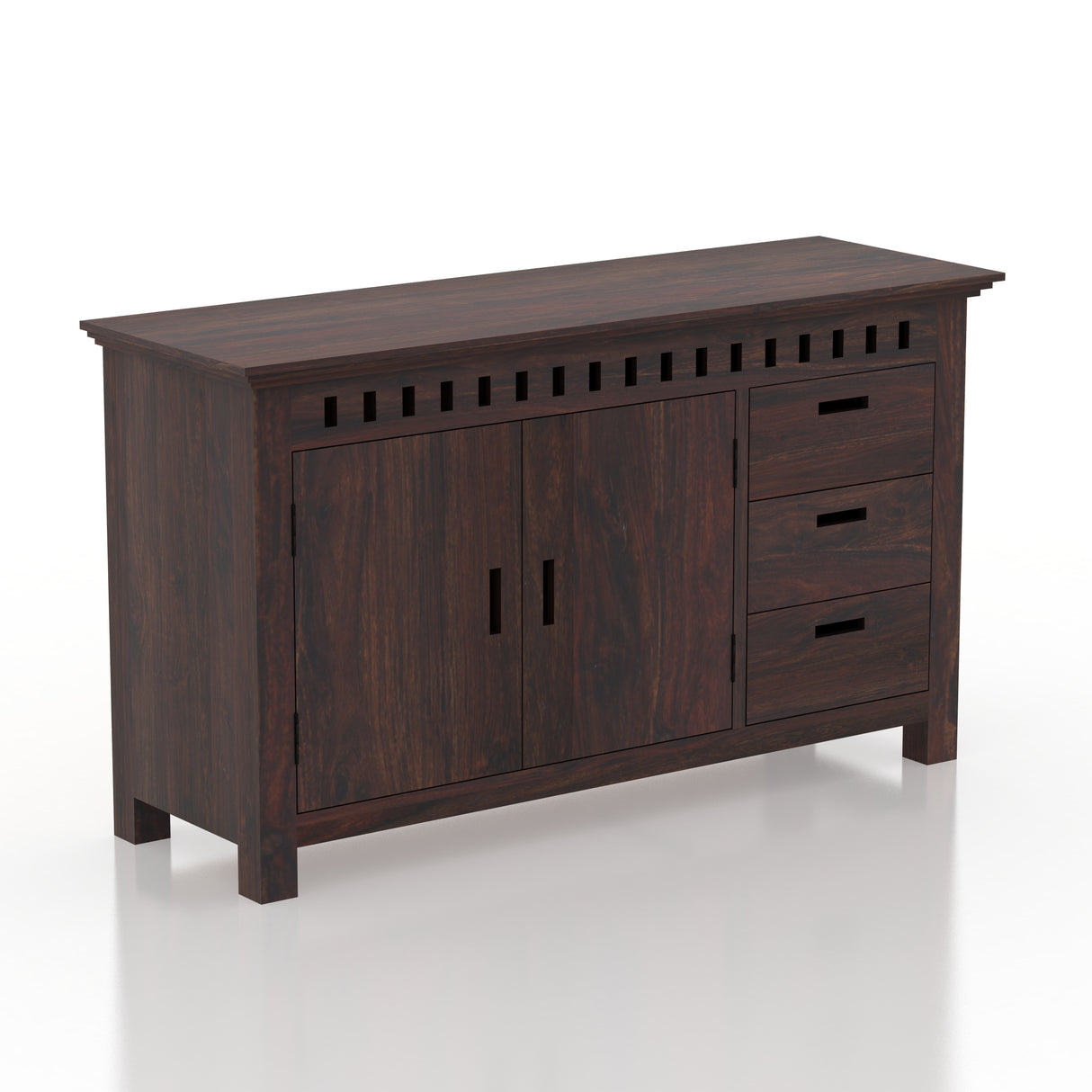 Armania Solid Sheesham Wood Sideboard With Doors and Drawer Storage - 3 Years Warranty