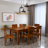 Swiss Solid Sheesham Wood 6 Seater Dining Table Set - 3 Years Warranty