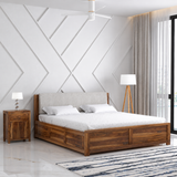 Boston Solid Sheesham Wood Bed With Box Storage - 3 years Warranty