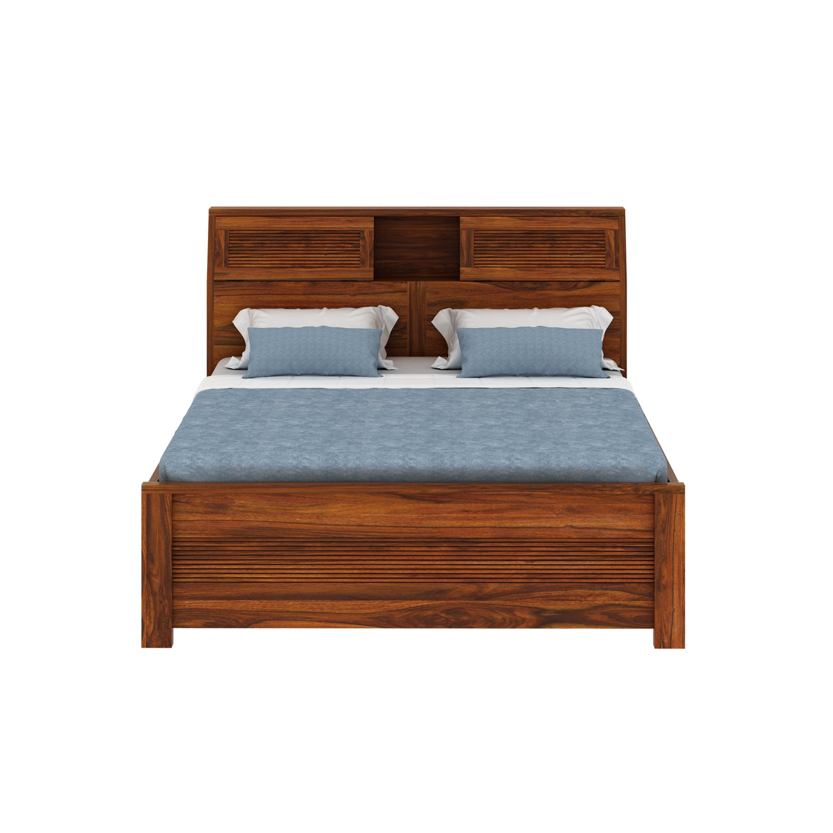 Marine Groove Solid Sheesham Wood Bed With Box Storage(Large Headrest) - 1 Year Warranty