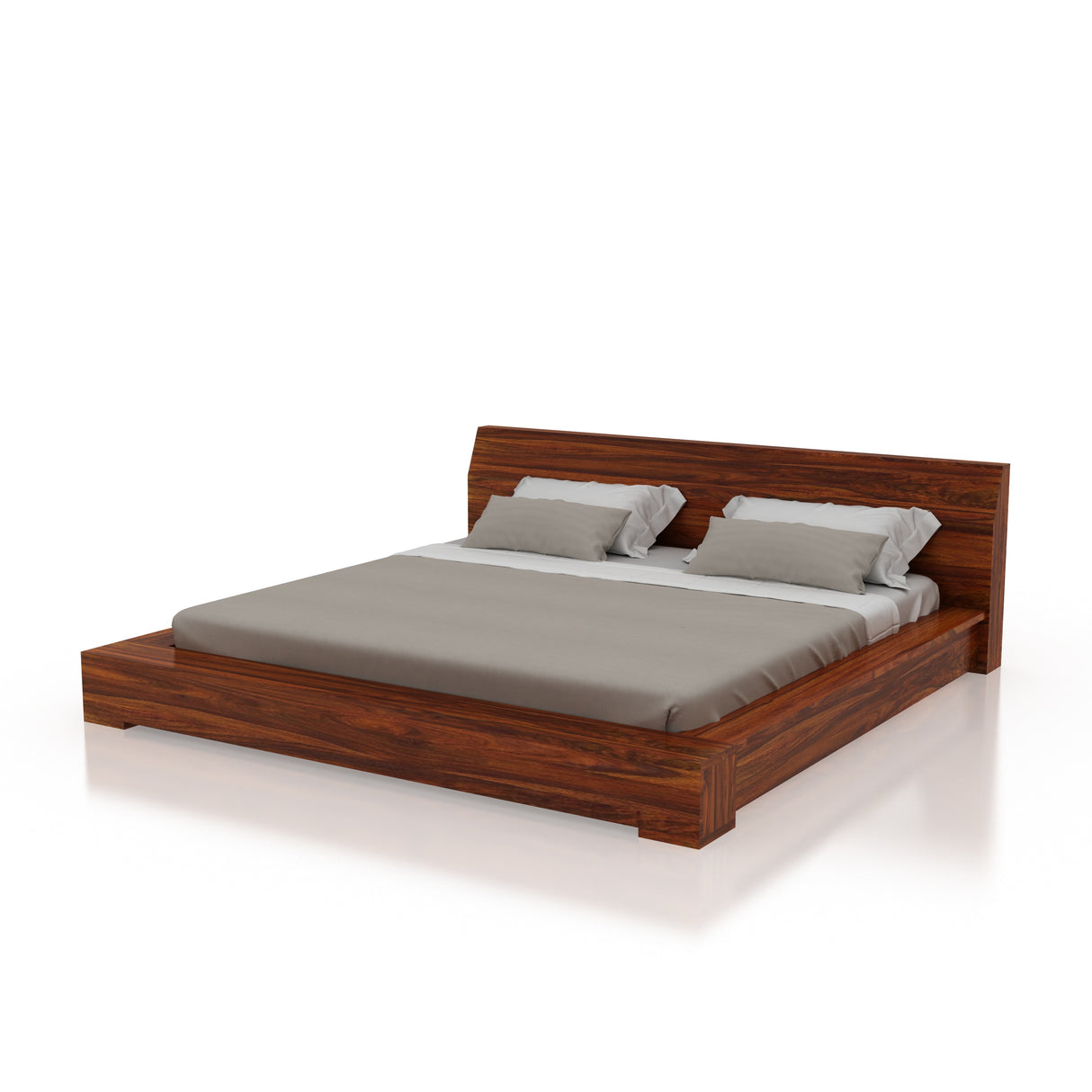 Burly Solid Sheesham Wood Low Height Platform Bed - 3 Years Warranty