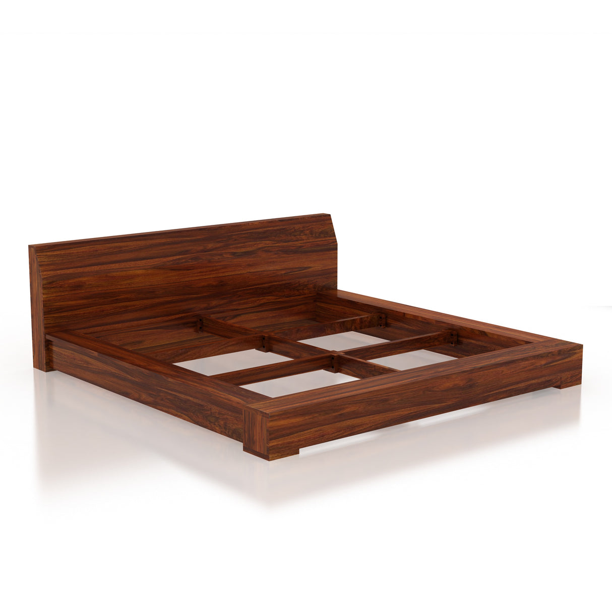 Burly Solid Sheesham Wood Low Height Platform Bed - 3 Years Warranty